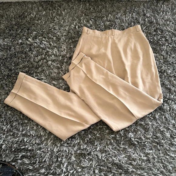 Nordstrom Preview Collection Tan sandwashed 100% silk trousers 10 - Picture 5 of 14